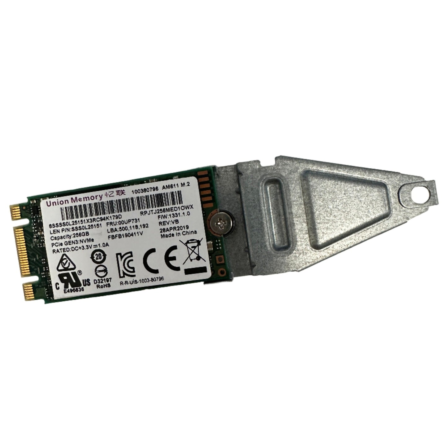 Union Memory 256GB M.2 2242 NVMe PCIe 3.0 SSD Pulls w/2280 adaptor