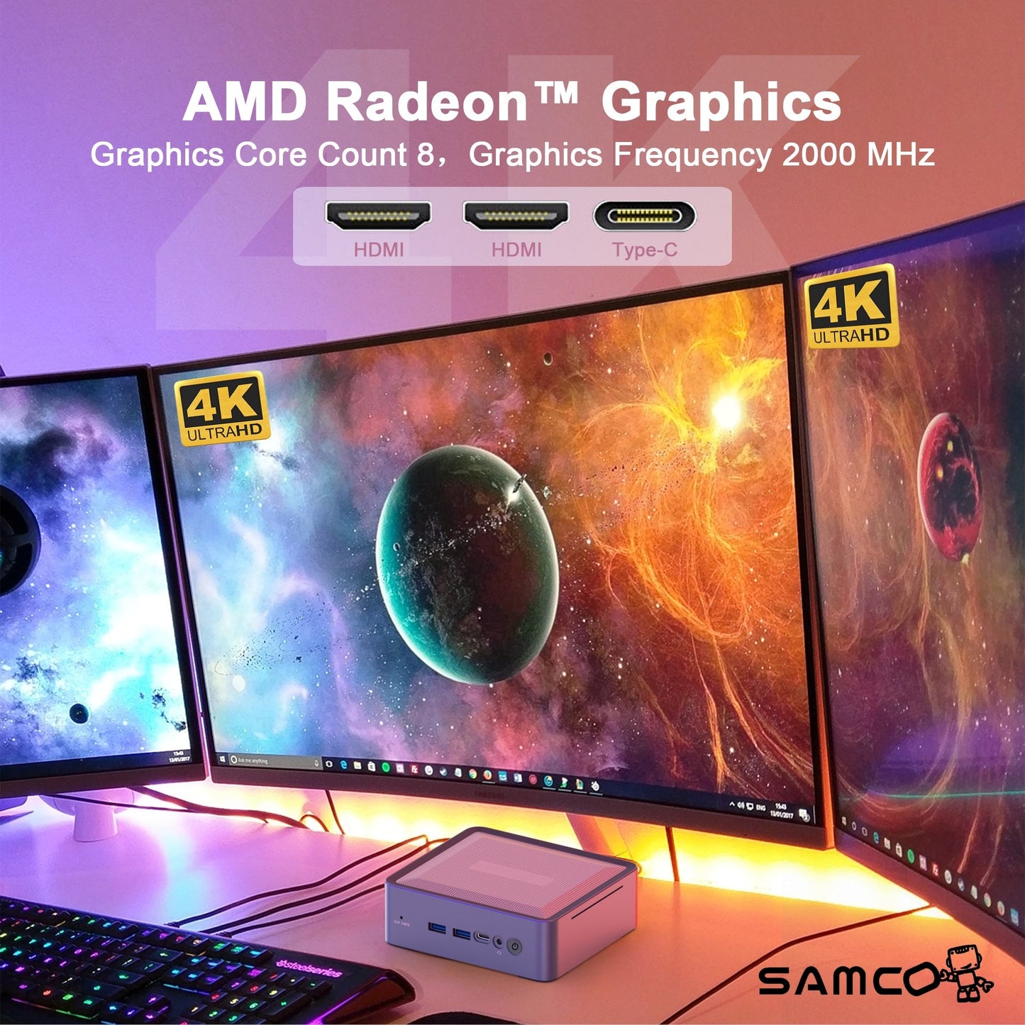 Samco GA01-550 Mini PC AMD Ryzen7 5825U 16/32GB RAM 512GB/1TB SSD Wi-Fi 6E Windows 11 Pro