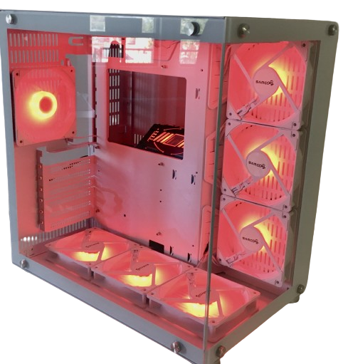 Samco UFOII Computer Case (White) with 1 x 120mm RGB Fan