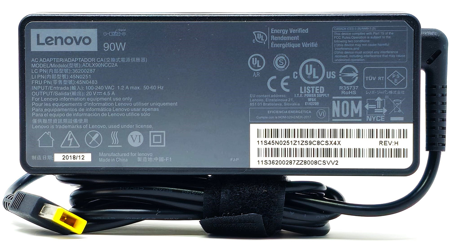 Lenovo 90W AC Adapter Charger Yellow Square Tip Pulls