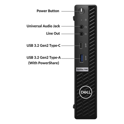 Dell OptiPlex 7080 Business Desktop Micro CI5-10600 16GB RAM 25GB SSD WiFi6, Windows 11 Pro - Refurbished