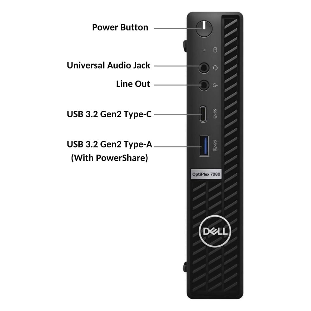 Dell OptiPlex 7080 Micro, Business Desktop, Intel Core i5-10500T, 16GB RAM, 512GB SSD, Wi-Fi 6, Windows 11 Pro - Refurbished