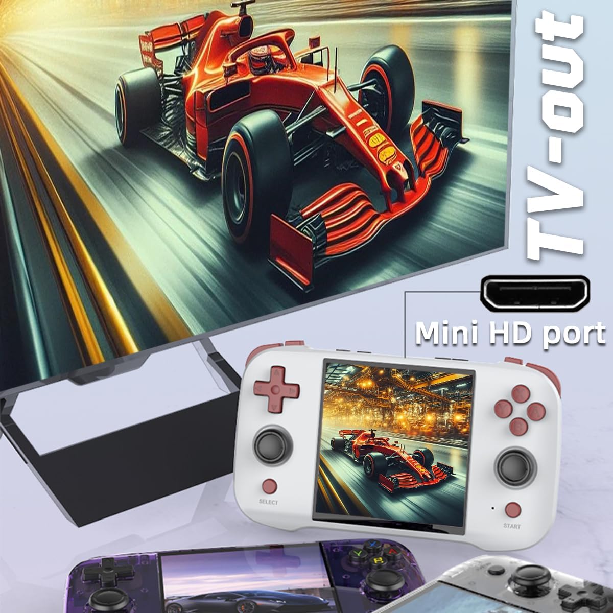 R46S Handheld Retro Game Console – 4-Inch Screen, 64GB Storage, Black & White Colors, Portable Gaming Device