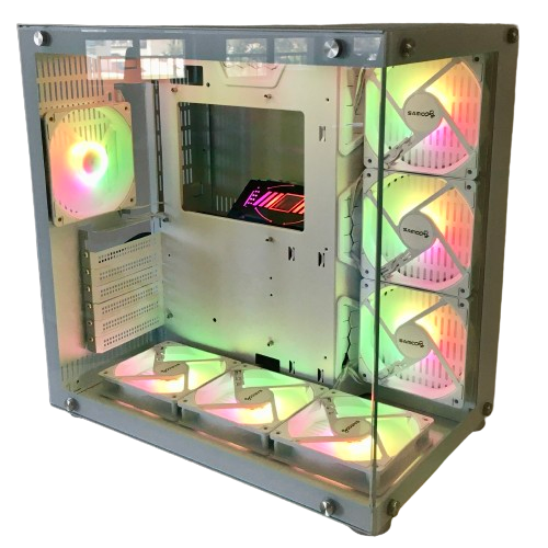 Samco UFOII Computer Case (White) with 1 x 120mm RGB Fan