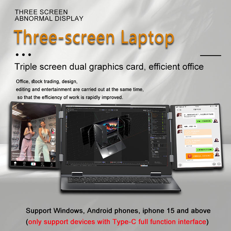Samco M30 Triple-Screen Workstation Laptop Intel Core i7-1260P 16/32GB RAM 512GB/1TB SSD (16+10.5+10.5in) Windows 11 Pro - Silver