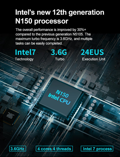 Samco GB01-150 Mini PC, Intel N150, 16GB RAM, 512GB SSD, Wi-Fi and Bluetooth, Windows 11 Pro