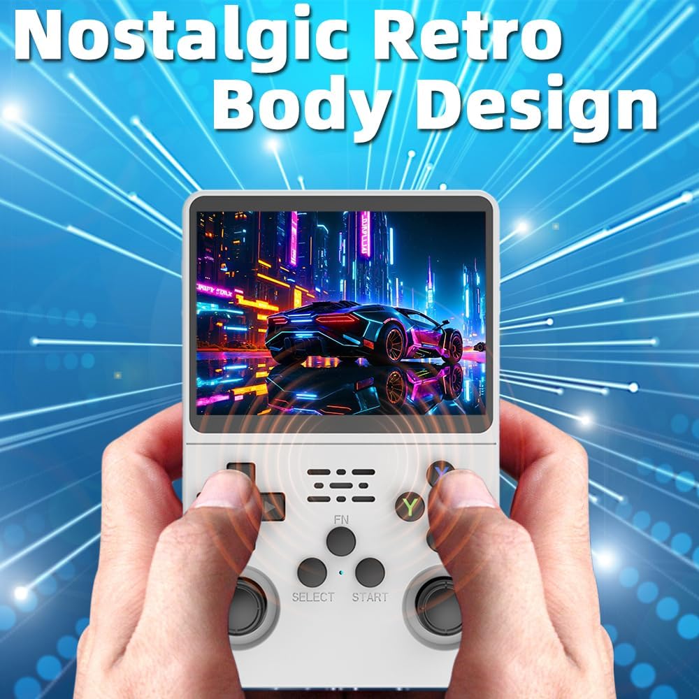 R36S Handheld Game Console 3.5 inch 64GB (Black/White)