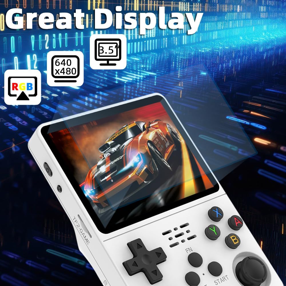 R36S Handheld Game Console 3.5 inch 64GB (Black/White)