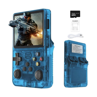 R36S Handheld Retro Game Console – 3.5-Inch Display, 128GB Storage, Black/White, Portable Gaming System