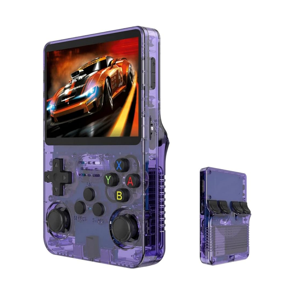 R36S Handheld Retro Game Console – 3.5-Inch Display, 128GB Storage, Black/White, Portable Gaming System