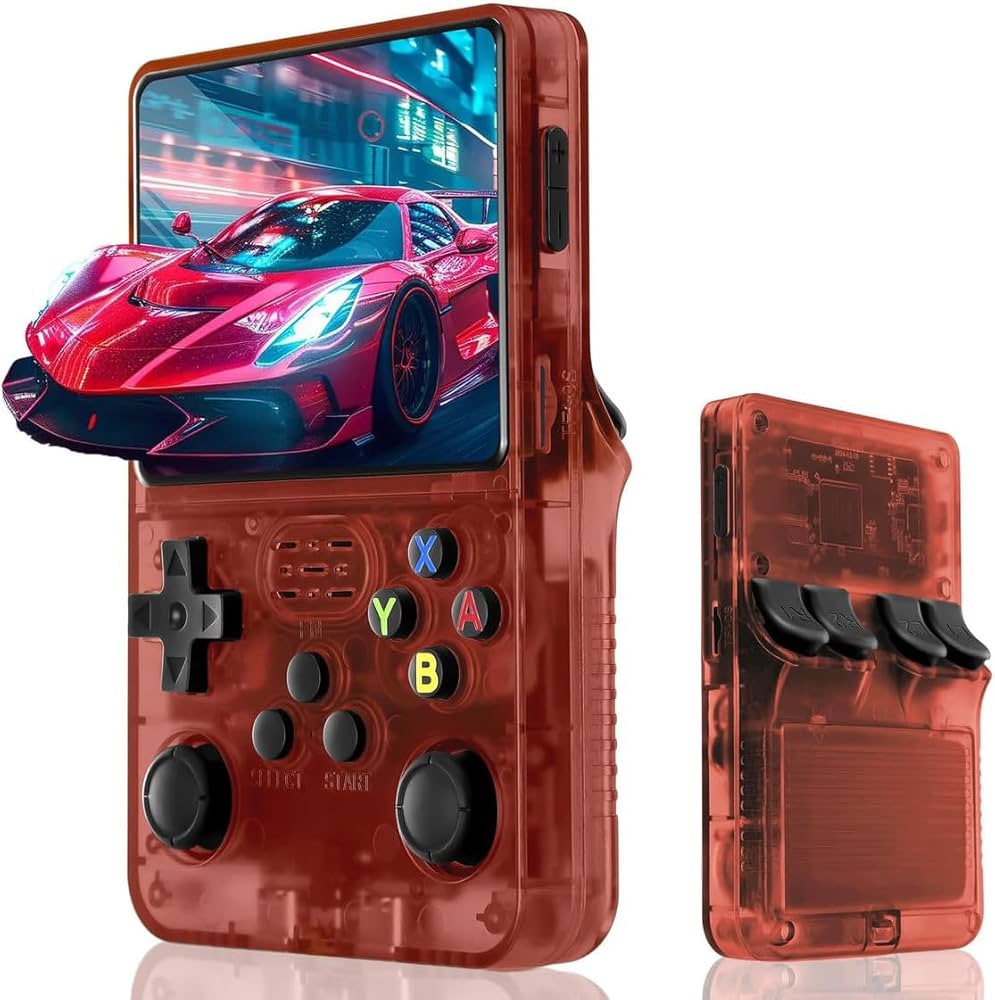R36S Handheld Retro Game Console – 3.5-Inch Display, 128GB Storage, Black/White, Portable Gaming System