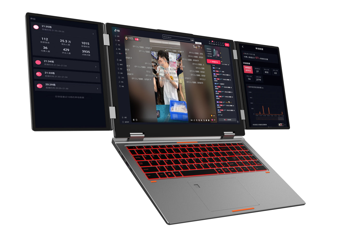 Samco M30 Triple-Screen Workstation Laptop Intel Core i7-1260P 16/32GB RAM 512GB/1TB SSD (16+10.5+10.5in) Windows 11 Pro - Silver
