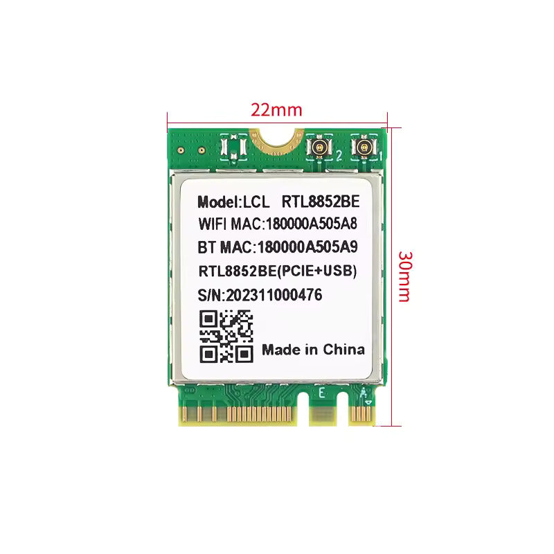 M.2 WIFI 6 + BT 5.2 Dual Band 1800Mbps Card