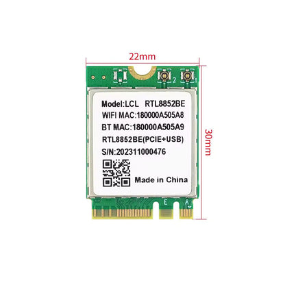 M.2 WIFI 6 + BT 5.2 Dual Band 1800Mbps Card