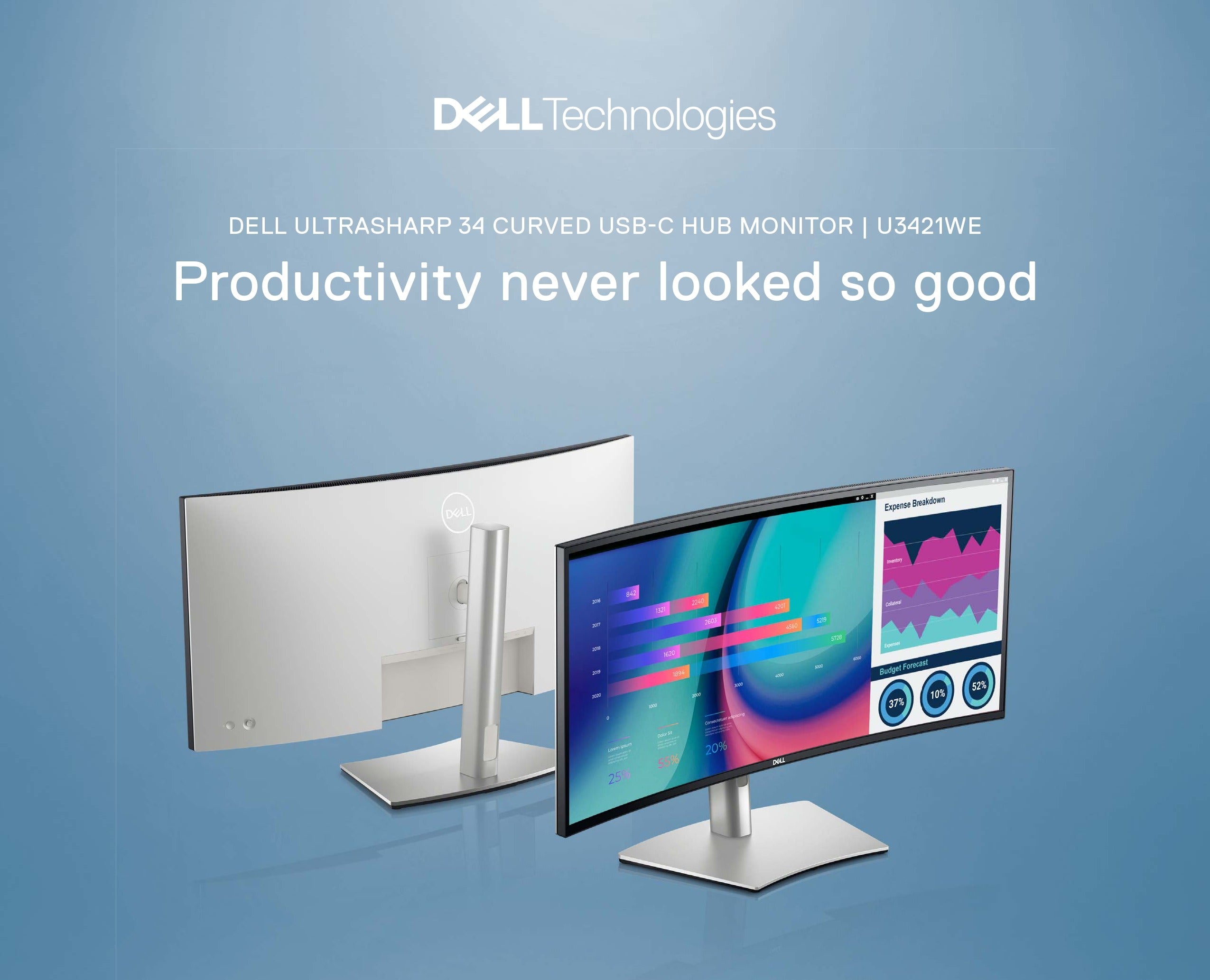 Dell UltraSharp U3421WE 34in Curved Monitor WQHD w/ Built-in